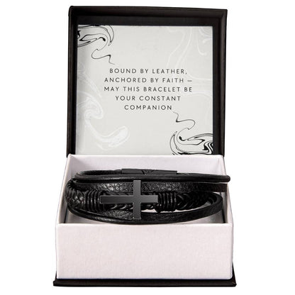 Bound by Faith Men's Leather Bracelet - Your Constant Companion in Strength