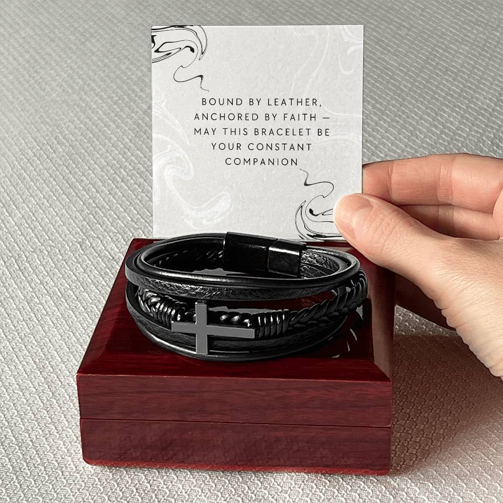 Bound by Faith Men's Leather Bracelet - Your Constant Companion in Strength