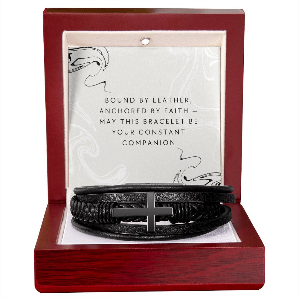 Bound by Faith Men's Leather Bracelet - Your Constant Companion in Strength