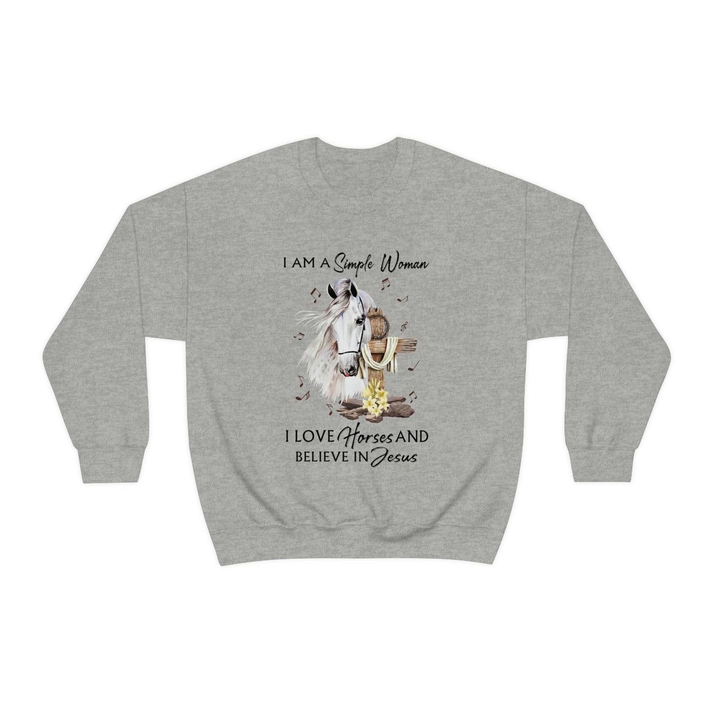 I Love Horses & Believe In Jesus - Unisex Heavy Blend Crewneck Sweatshirt