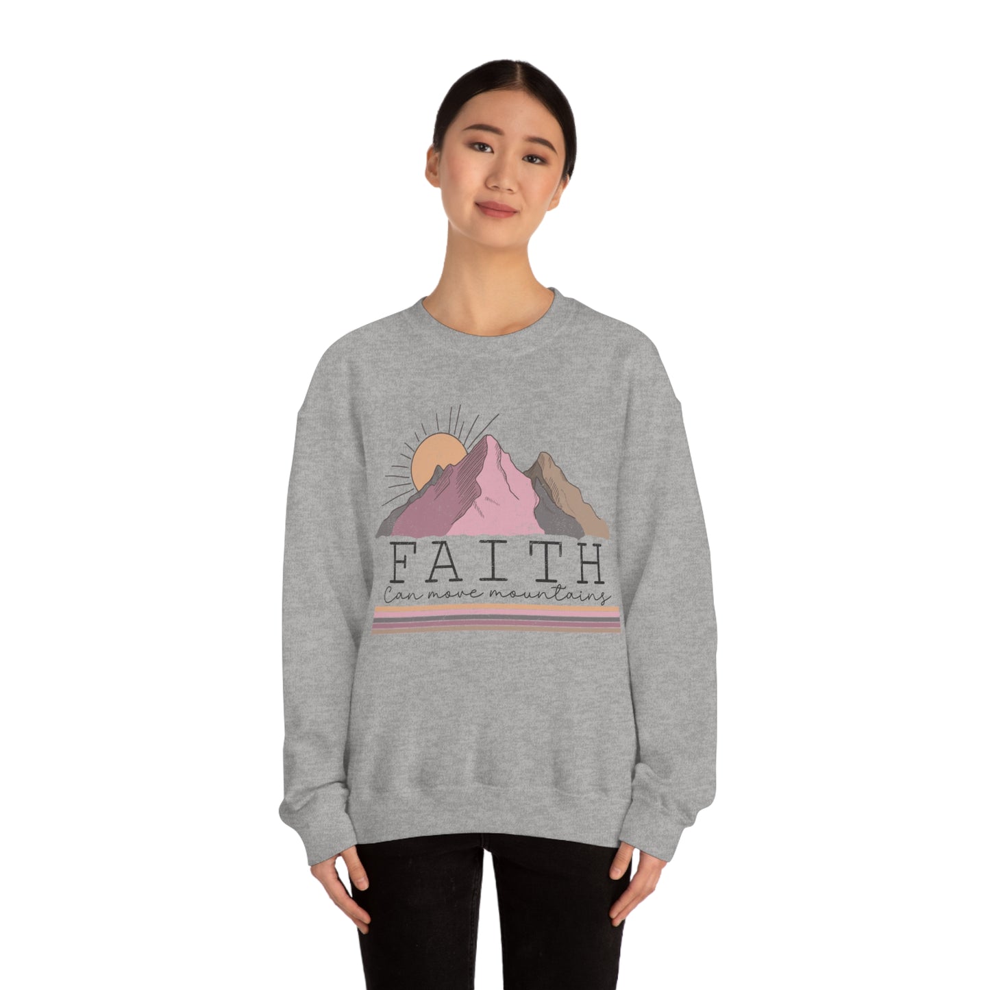 Faith Can Move Mountains - Unisex heavy blend crewneck sweatshirt