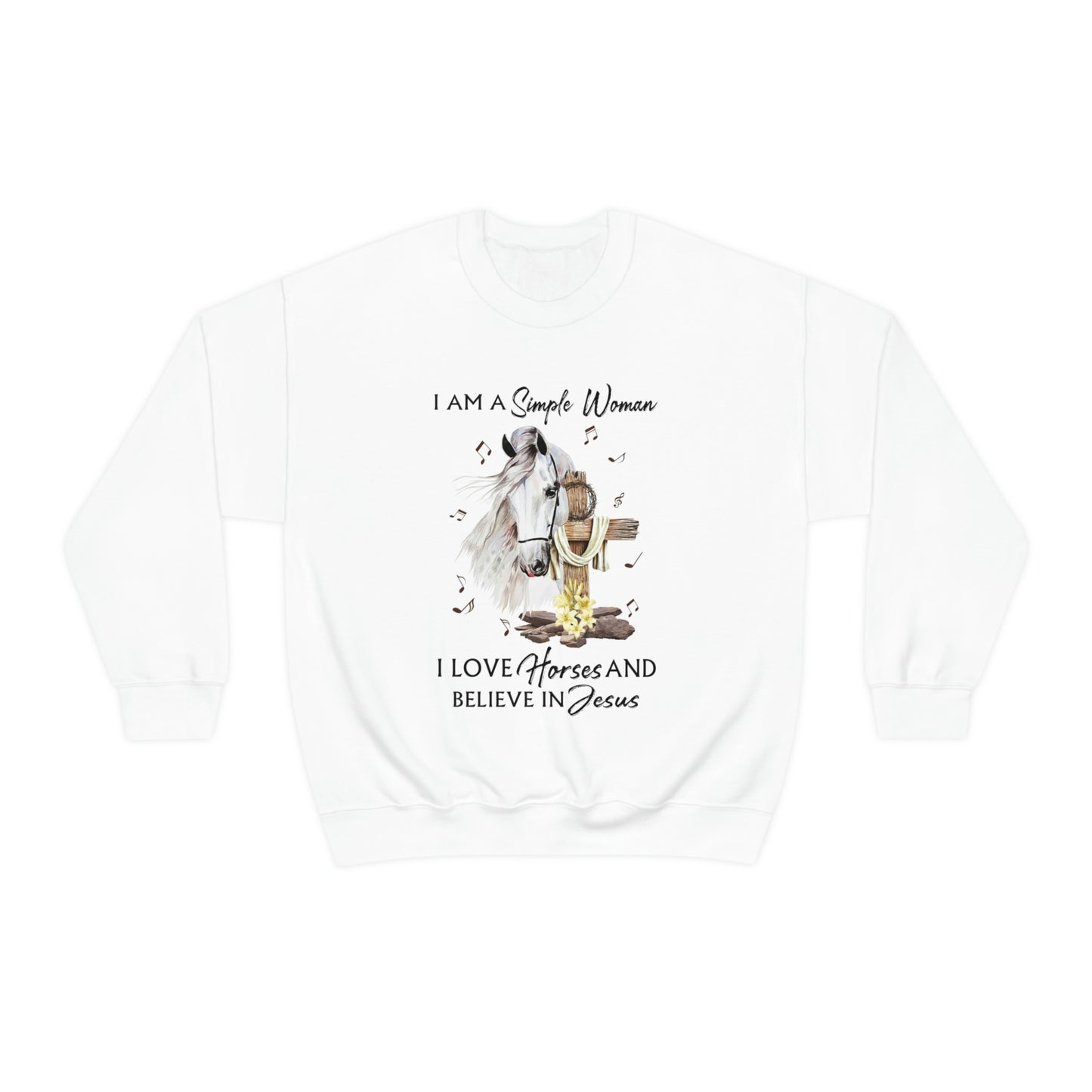 I Love Horses & Believe In Jesus - Unisex Heavy Blend Crewneck Sweatshirt