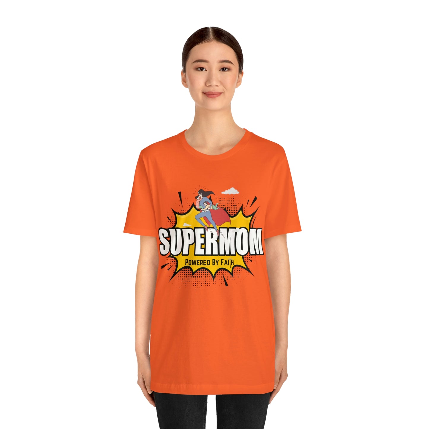 SUPERMOM I Powered By Faith - Jersey Short Sleeve Tee