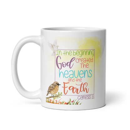 Genesis 1:1 - White glossy mug