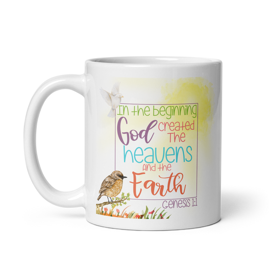 Genesis 1:1 - White glossy mug