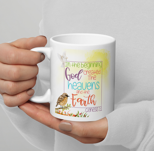 Genesis 1:1 - White glossy mug